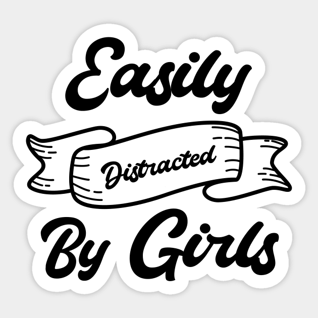 Easily Distracted By Girls - Lesbian Sticker by galpalpride